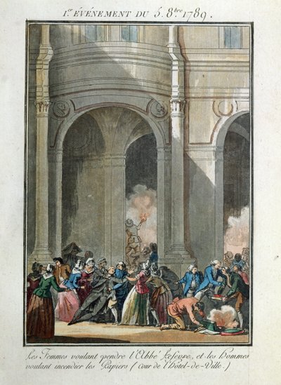 Eventi del 5 ottobre 1789: Le donne vogliono impiccare il prete Lefevre da Jean Francois Janinet